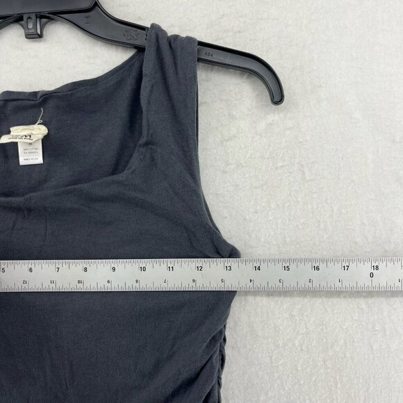 Mom's The Word Maternity Tank Top Womens Sz M Gray Ruched Square Neck Sleeveless - Picture 3 of 12